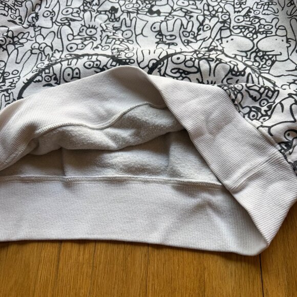 Comme Des Garçons Play Size L Black & White Doodle Graphic Print Sweatshirt - Picture 4 of 12